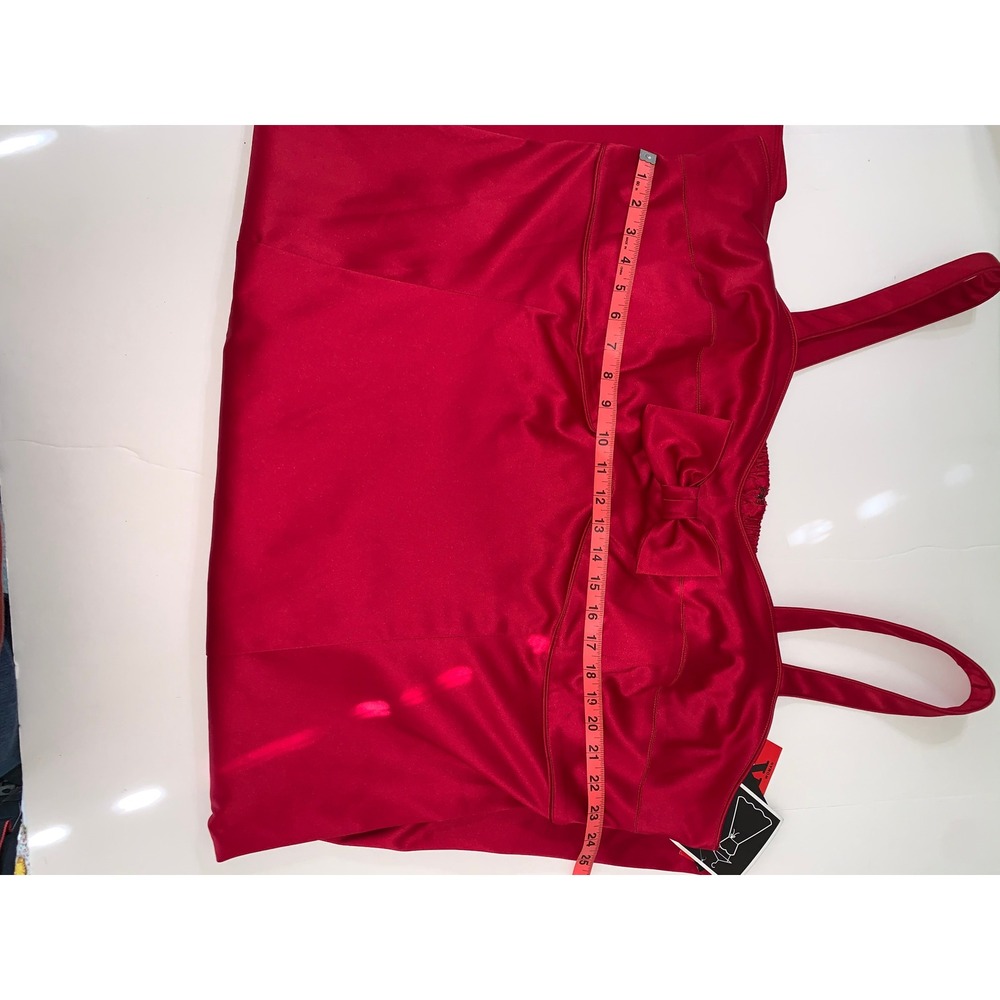 NWT R&K Originals Red Satin Bow Cocktail Dress Women Size 24 - Picture 13 of 14